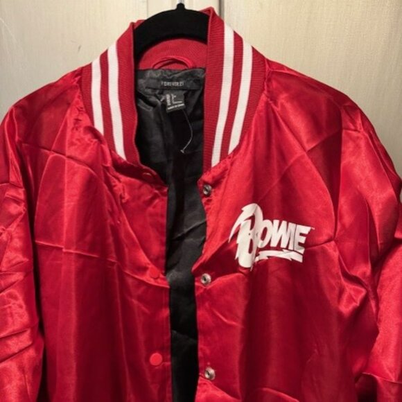 Retro David Bowie Rare Limited Edition Red Satin Bomber / Varsity Tour Jacket - Picture 6 of 16